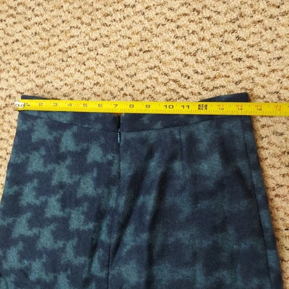 VTG Free People Houndstooth Wool Blend A-Line Midi Skirt Blue Sz 5 Made in USA - Picture 7 of 10